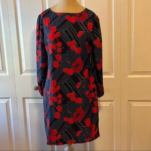 Jude Connally Red and Black Long Sleeve Dress